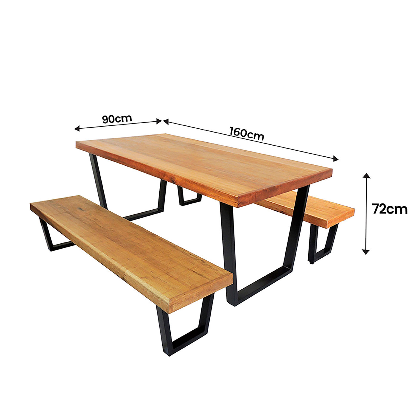Jogo Mesa E 2 Bancos Industrial Diamond 1,60m Ferragem Preta