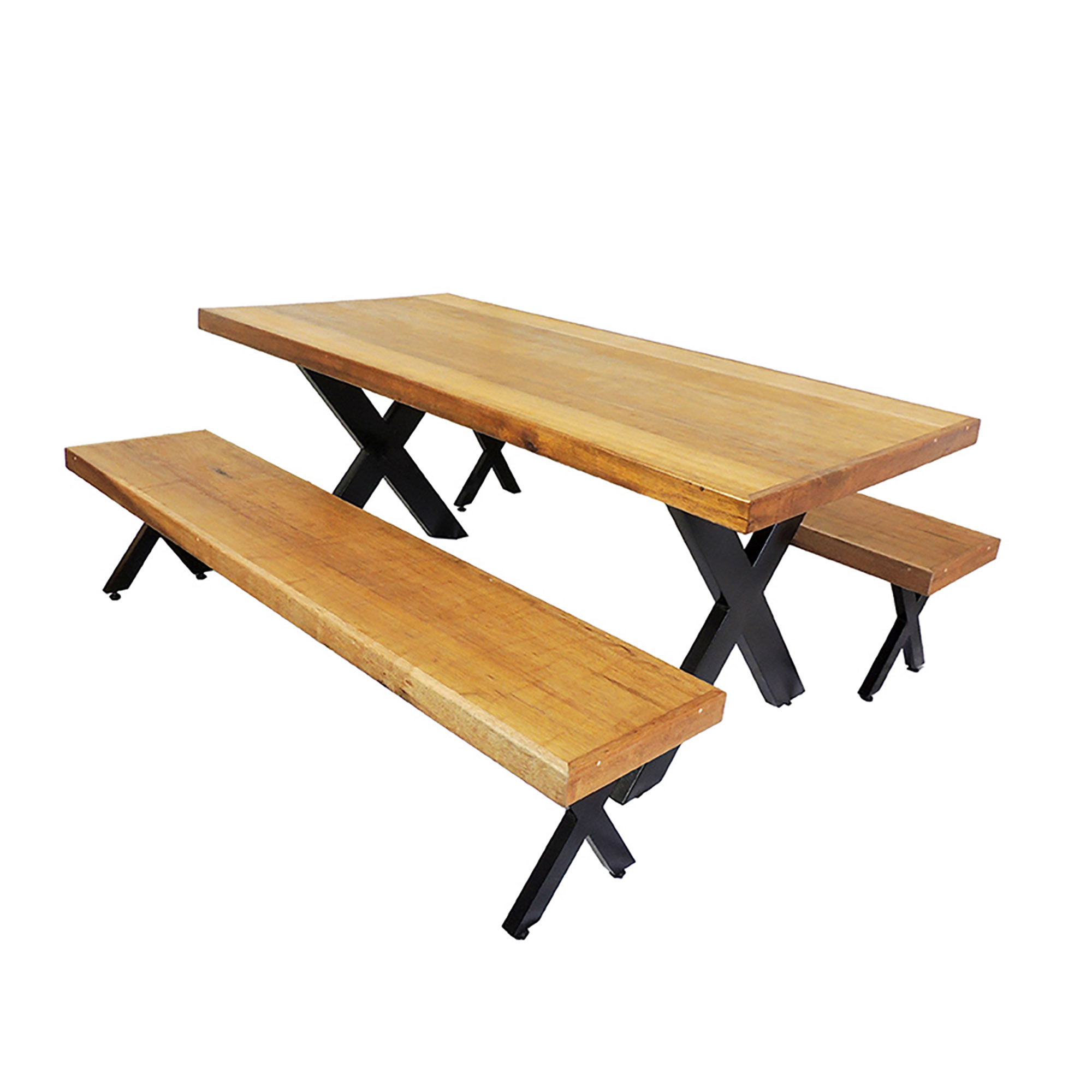 Jogo Mesa E 2 Bancos Industrial Texas 1,60m Ferragem Preta
