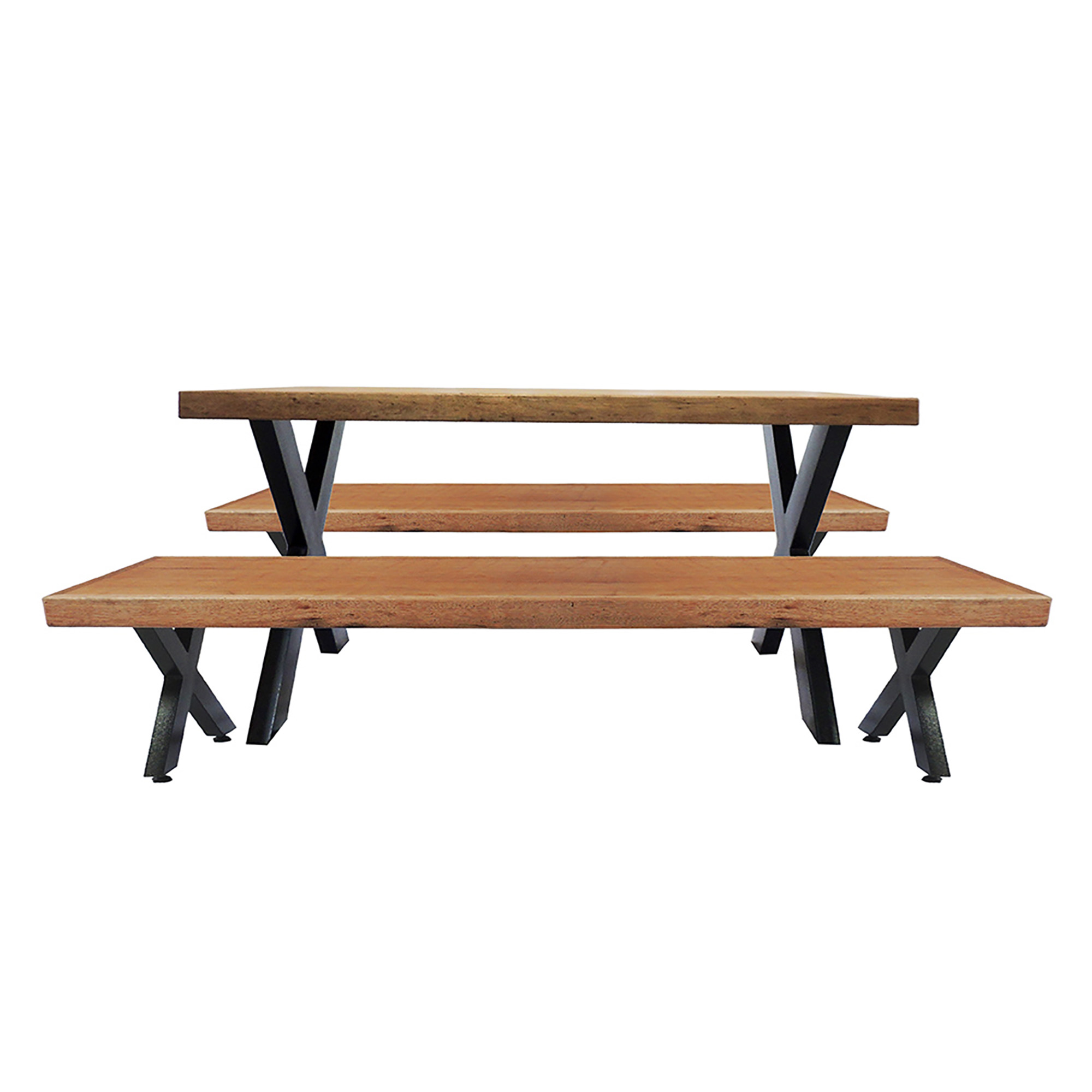 Jogo Mesa E 2 Bancos Industrial Texas 1,60m Ferragem Preta