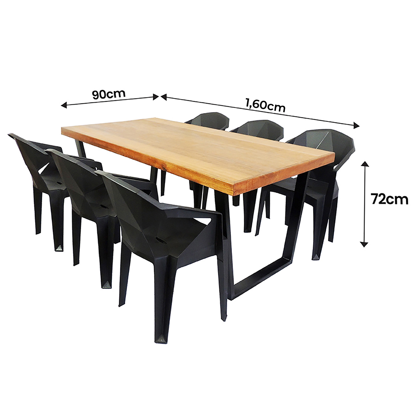 Jogo Mesa Industrial Diamond 1,60m E 6 Cadeira New Diamond