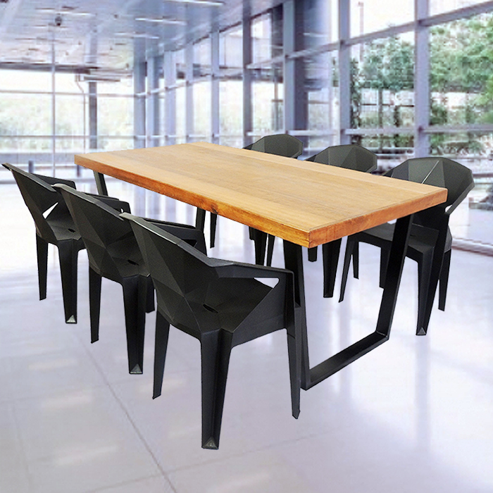 Jogo Mesa Industrial Diamond 1,80m E 6 Cadeira Área Gourmet