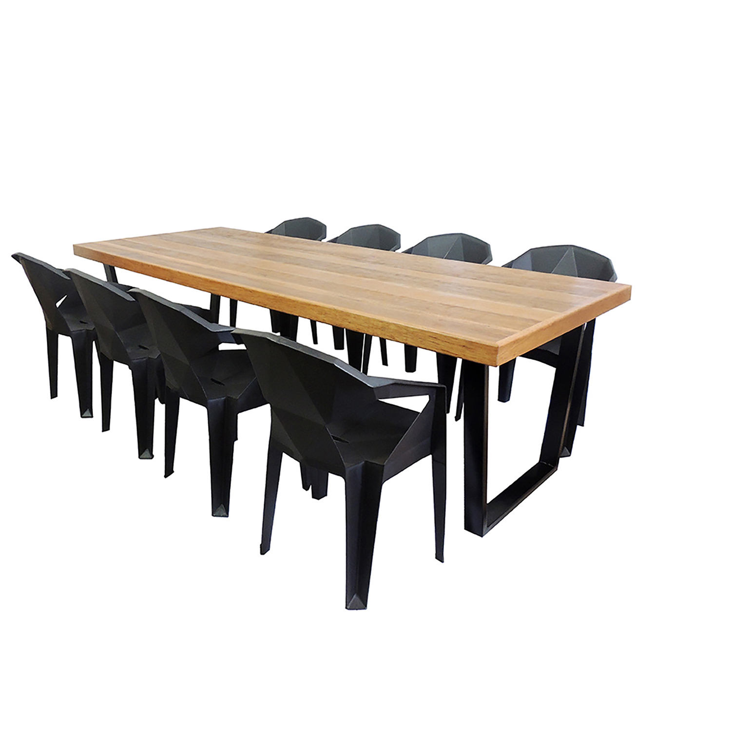 Jogo Mesa Industrial Diamond 2,00m E 8 Cadeiras Área Gourmet