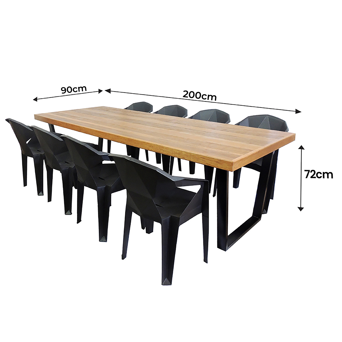 Jogo Mesa Industrial Diamond 2,00m E 8 Cadeiras Área Gourmet