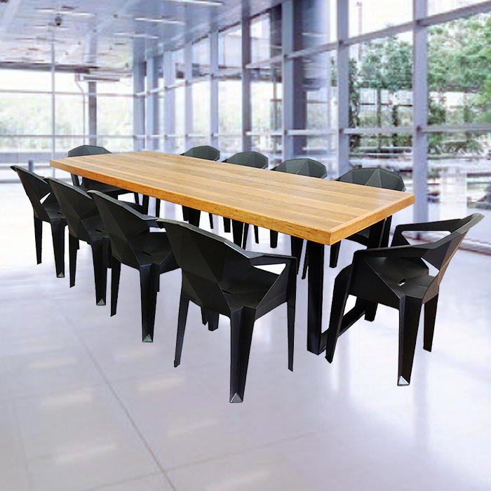Jogo Mesa Industrial Diamond 2,50m 10 Cadeiras Área Gourmet