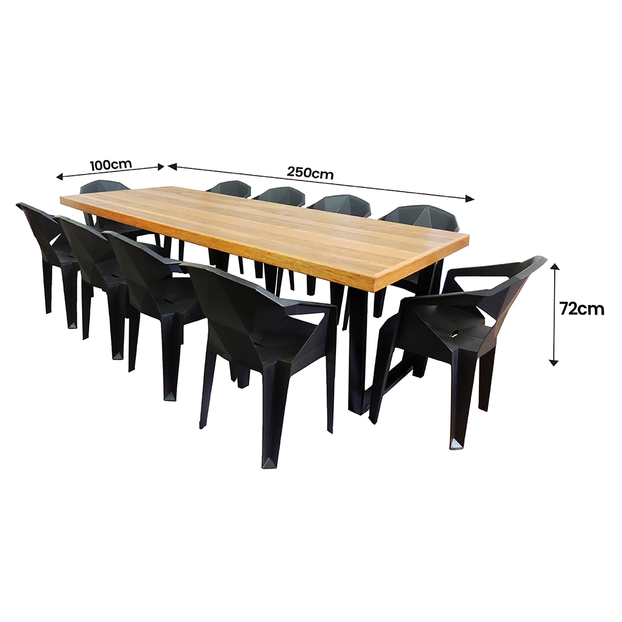 Jogo Mesa Industrial Diamond 2,50m 10 Cadeiras Área Gourmet
