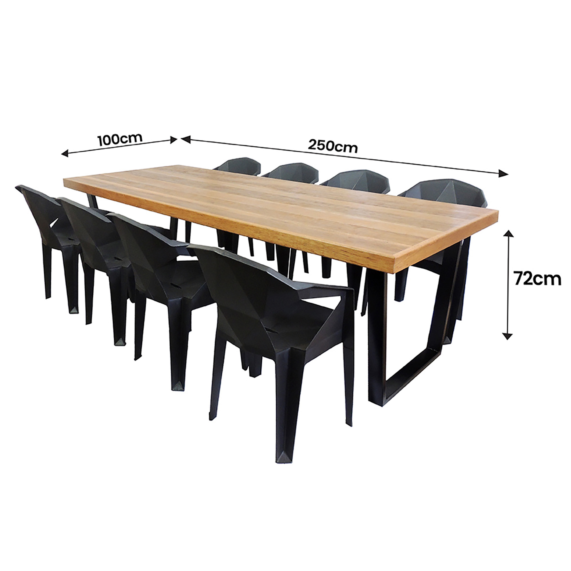 Jogo Mesa Industrial Diamond 2,50m E 8 Cadeiras Área Gourmet