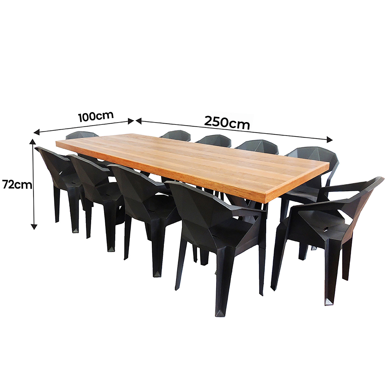 Jogo Mesa Industrial Texas 2,50m E 10 Cadeira New Diamond