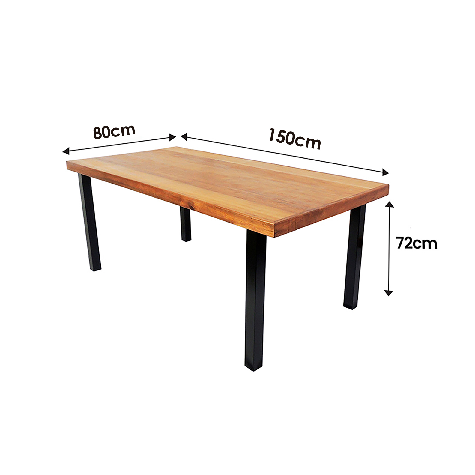 Mesa Industrial Dallas Madeira Maciça 1,50m Ferragem Preta