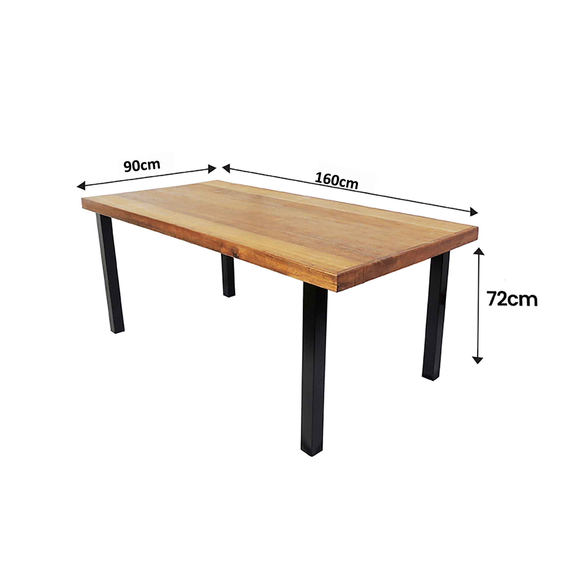 Mesa Industrial Dallas Madeira Maciça 1,60m Ferragem Preta