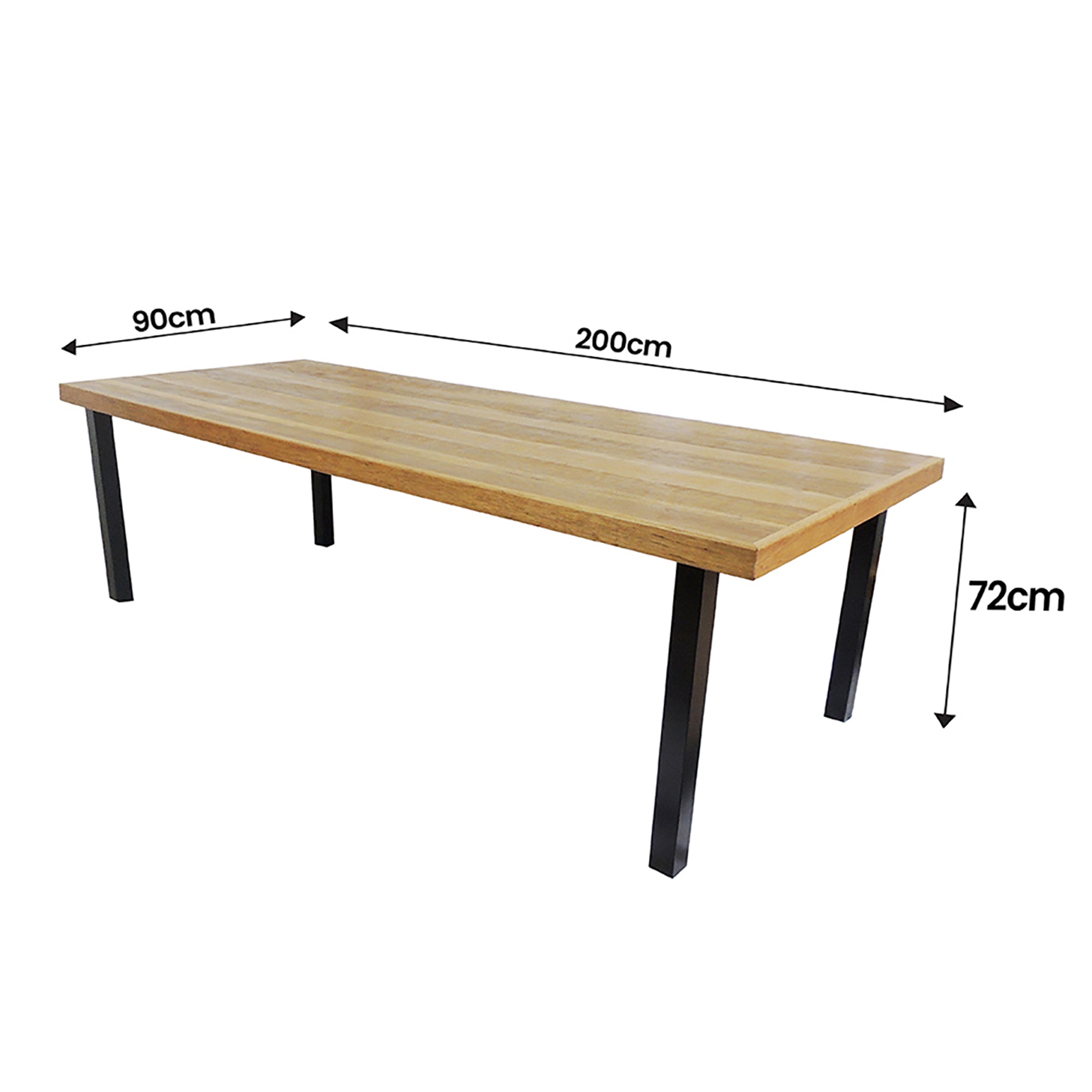 Mesa Industrial Dallas Madeira Maciça 2,00m Ferragem Preta