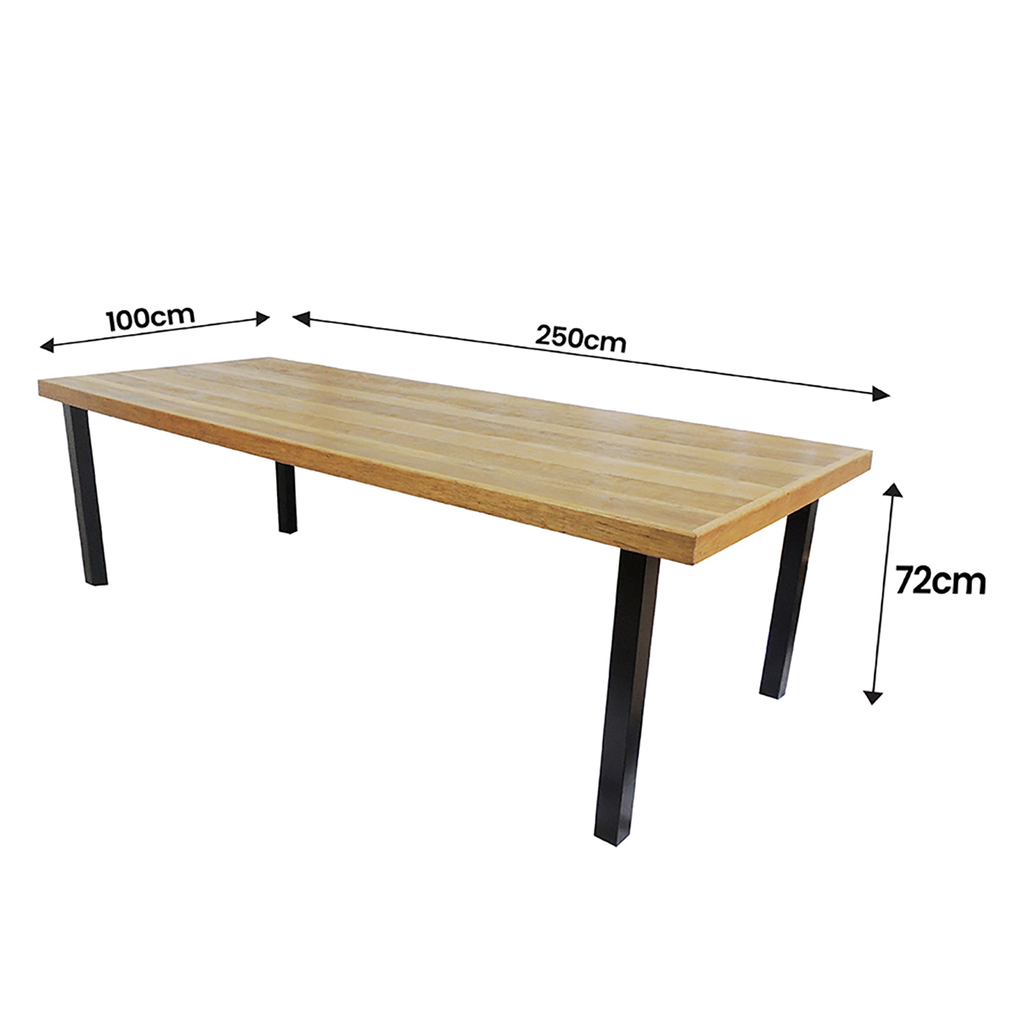 Mesa Industrial Dallas Madeira Maciça 2,50m Ferragem Preta