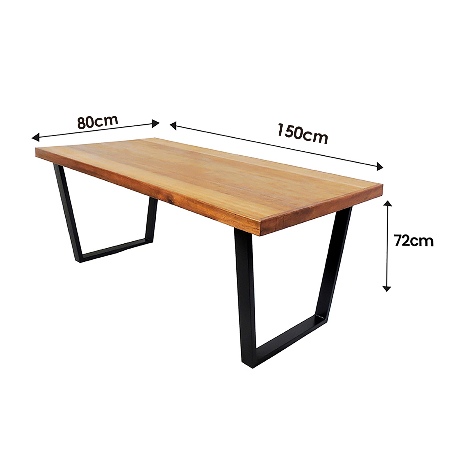 Mesa Industrial Diamond Madeira Maciça 1,50m Ferragem Preta