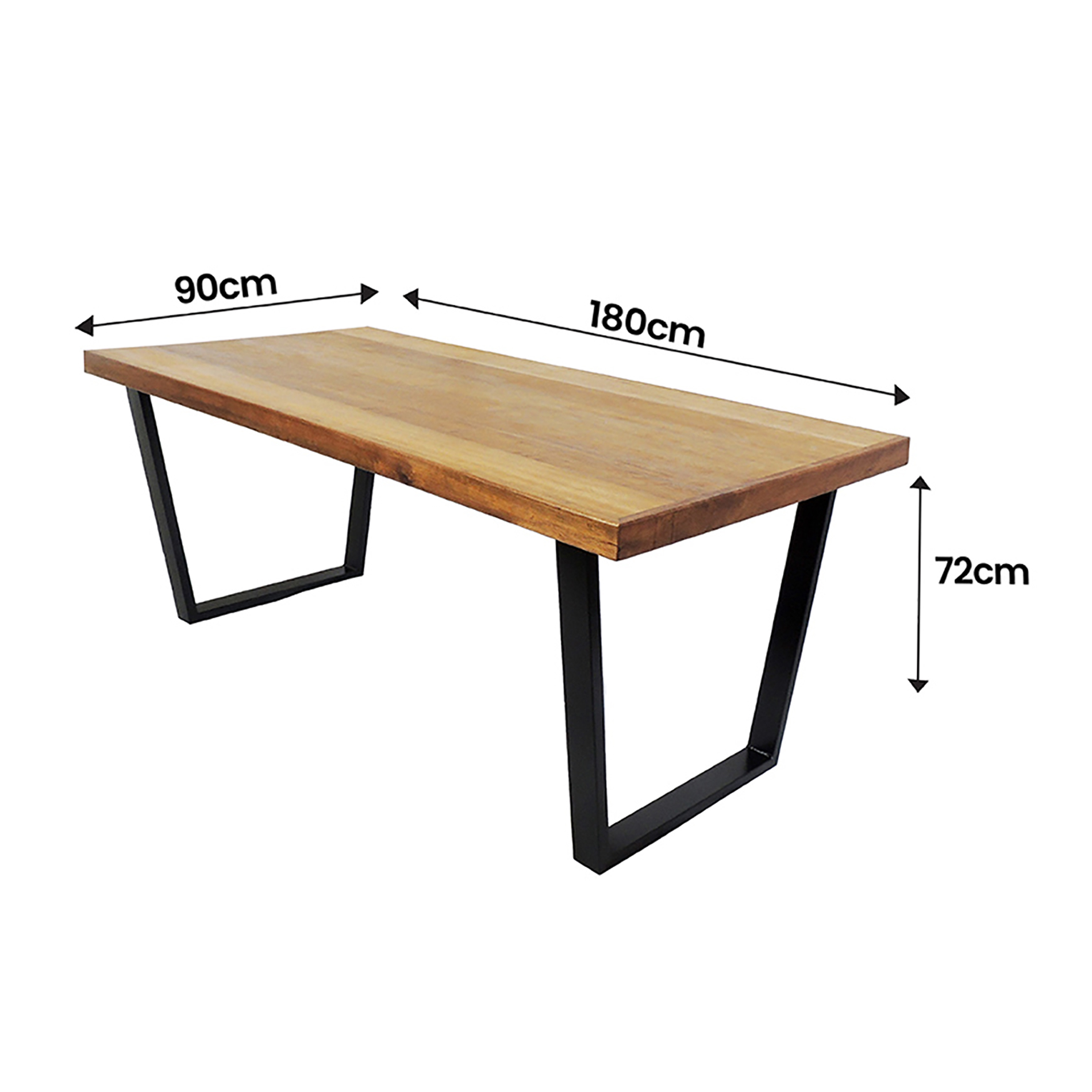 Mesa Industrial Diamond Madeira Maciça 1,80m Ferragem Preta
