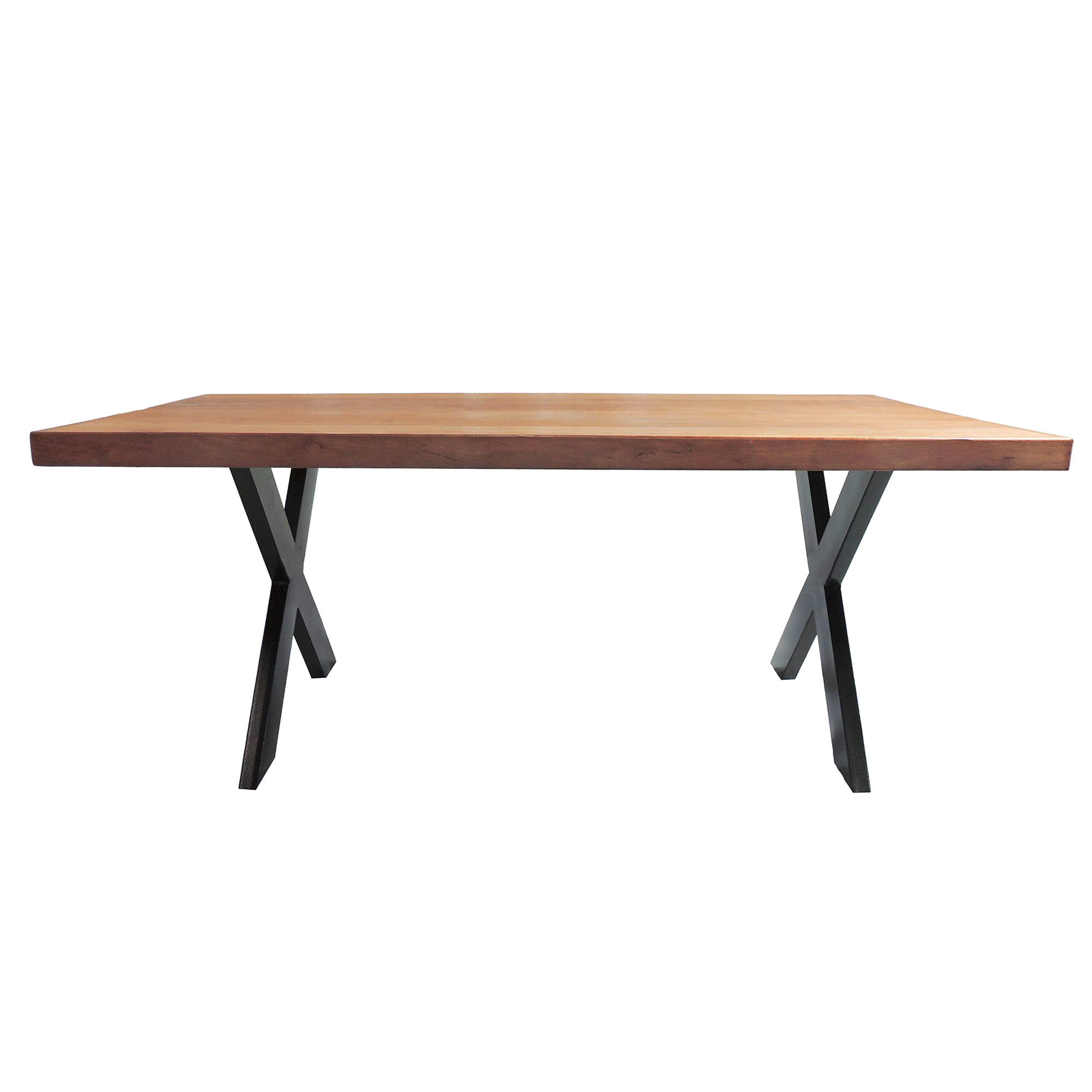 Mesa Industrial Texas Madeira Maciça 2,20m Ferragem Preta