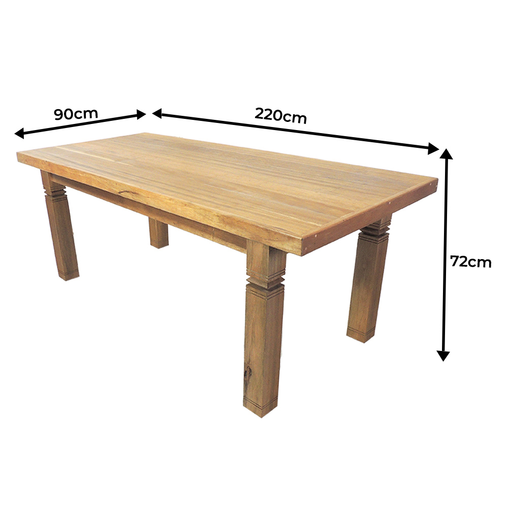 Mesa Jantar Área Gourmet Colonial Madeira Maciça 2,20m