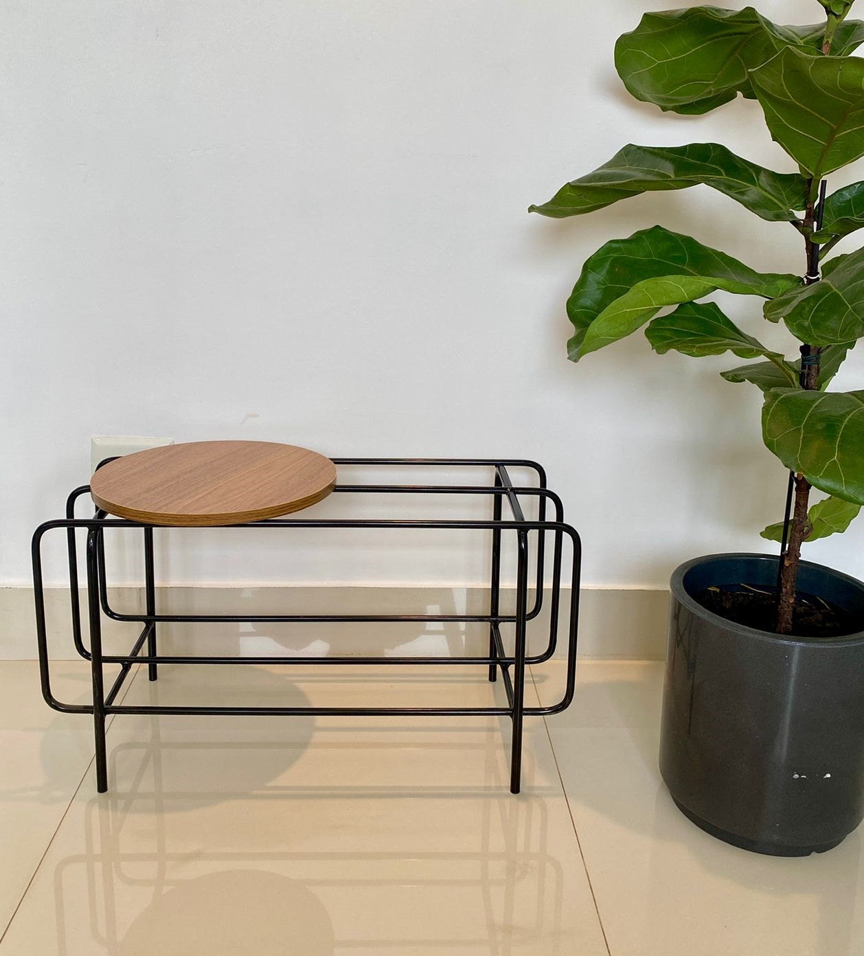 Banco Sapateira de ferro preto 70cm Goya organizador estilo industrial