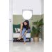 Banco sapateira com porta estilo industrial Comfy Carvalho com branco 84cm