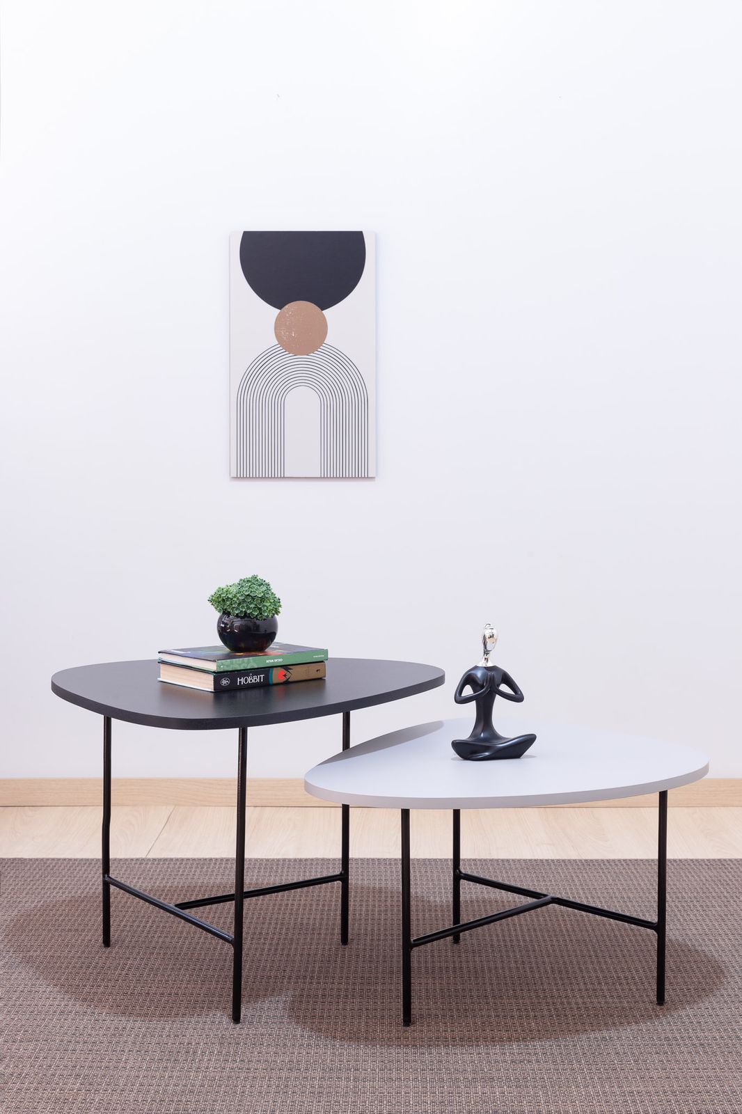 Conjunto de mesas de centro orgânica Mira estilo industrial moderna