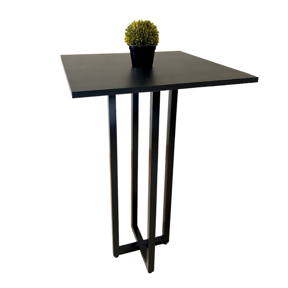 Mesa Bistrô estilo industrial quadrada preta Aura 60x60cm moderna 