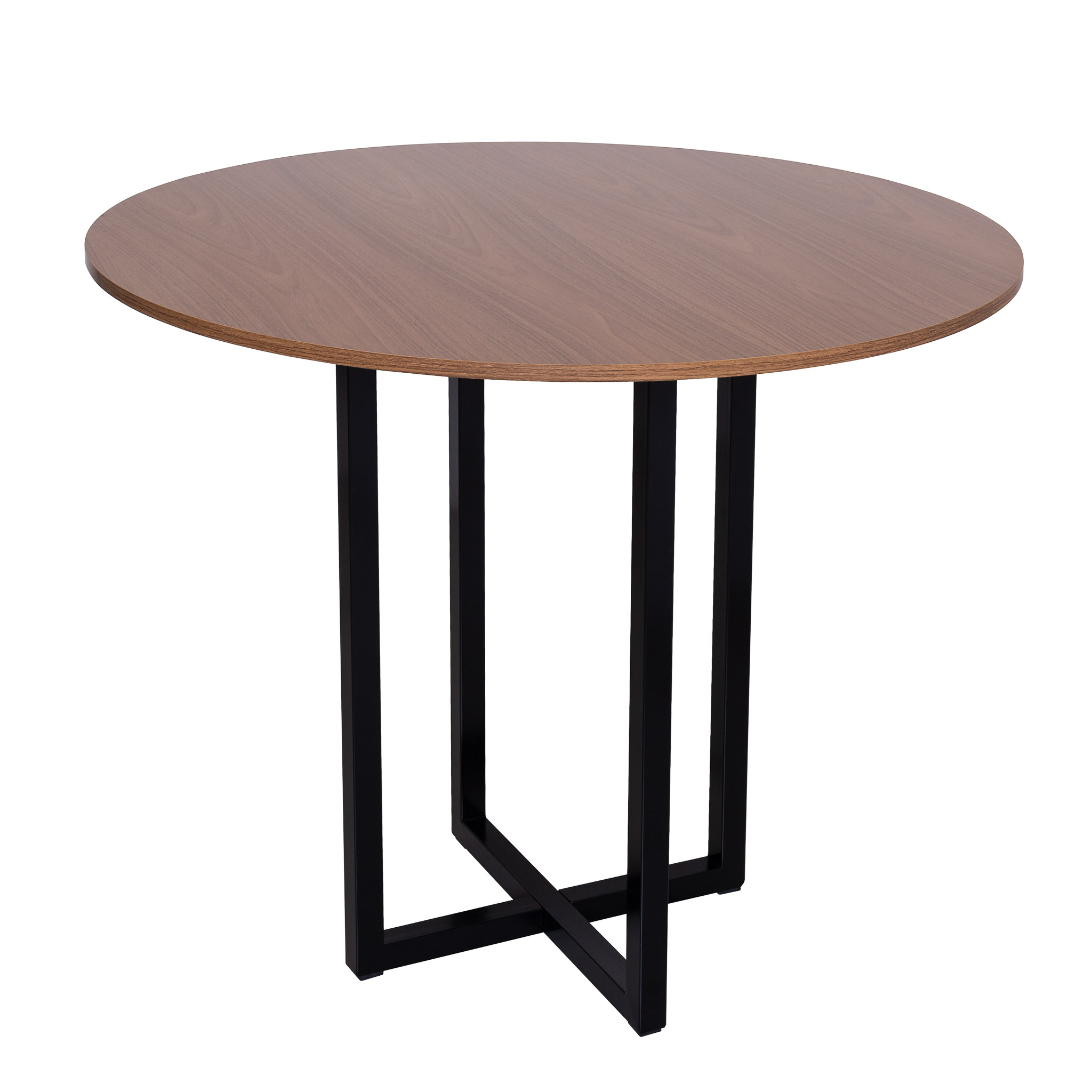 Mesa de Jantar Miró Redonda 90cm Freijó Estilo Industrial para 4 Lugares