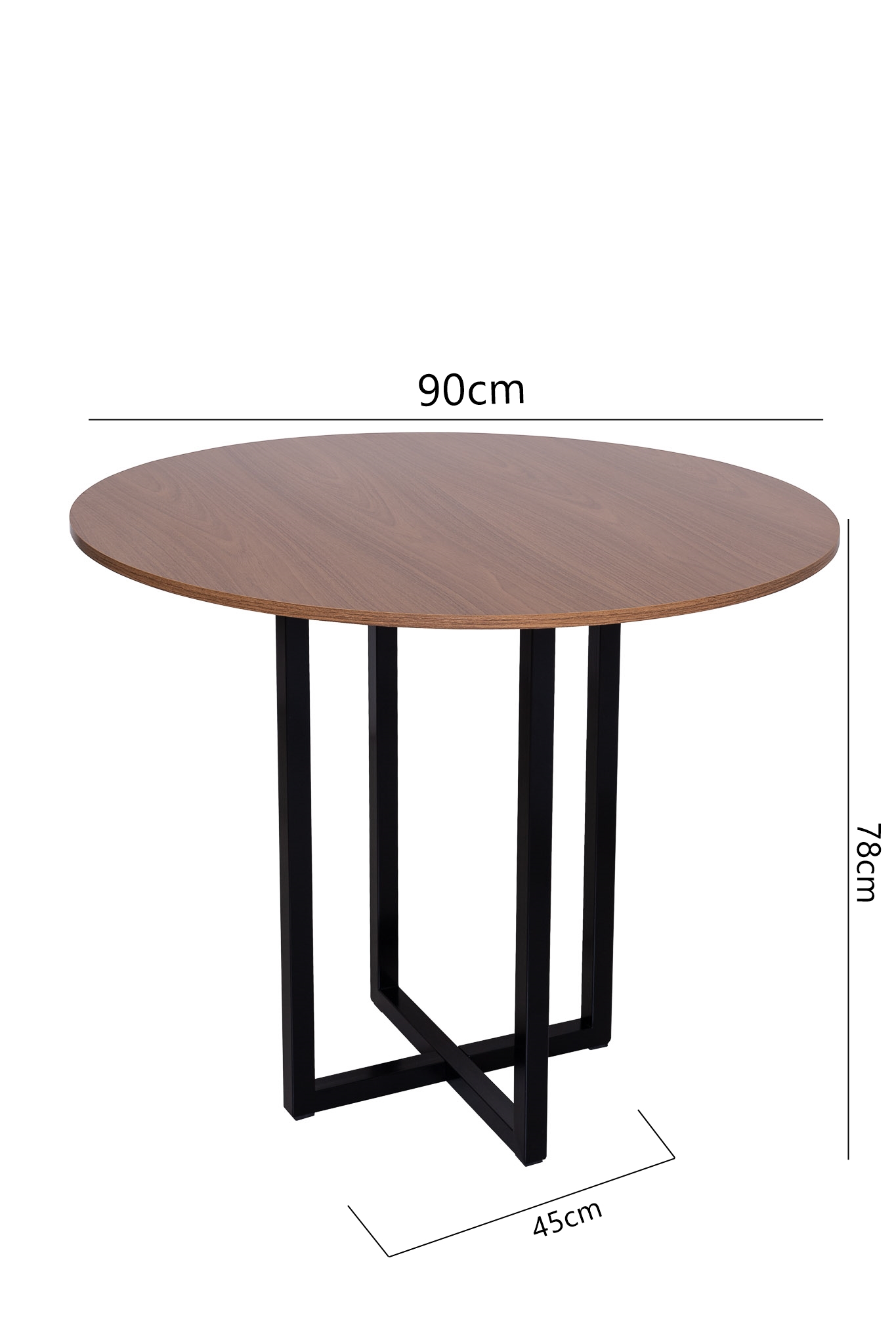 Mesa de Jantar Miró Redonda 90cm Freijó Estilo Industrial para 4 Lugares