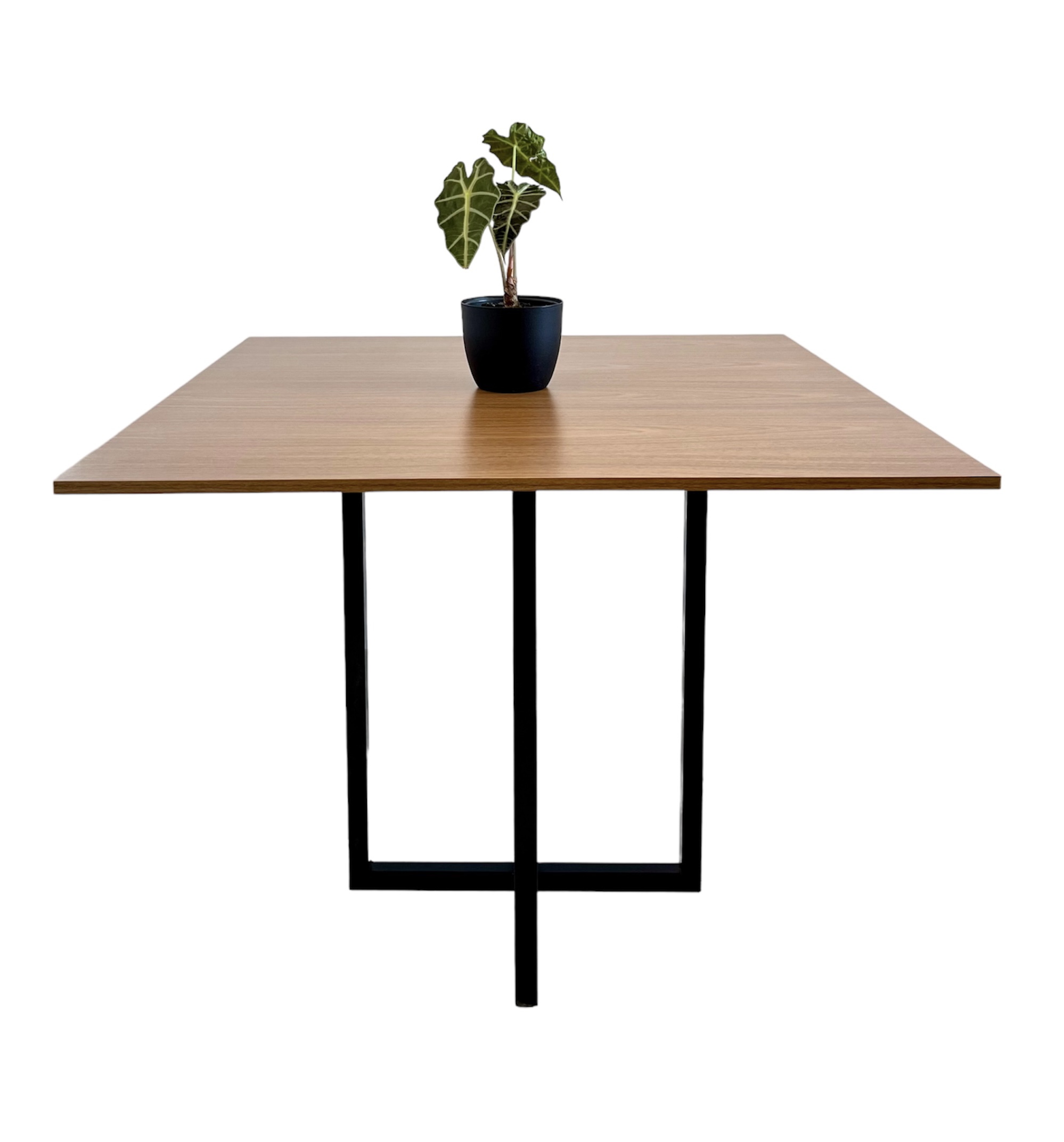 Mesa de jantar quadrada Muma 100x100cm tampo freijó estilo industrial