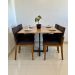 Mesa de jantar quadrada Muma 100x100cm tampo freijó estilo industrial
