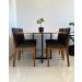 Mesa de jantar quadrada Muma 100x100cm tampo freijó estilo industrial