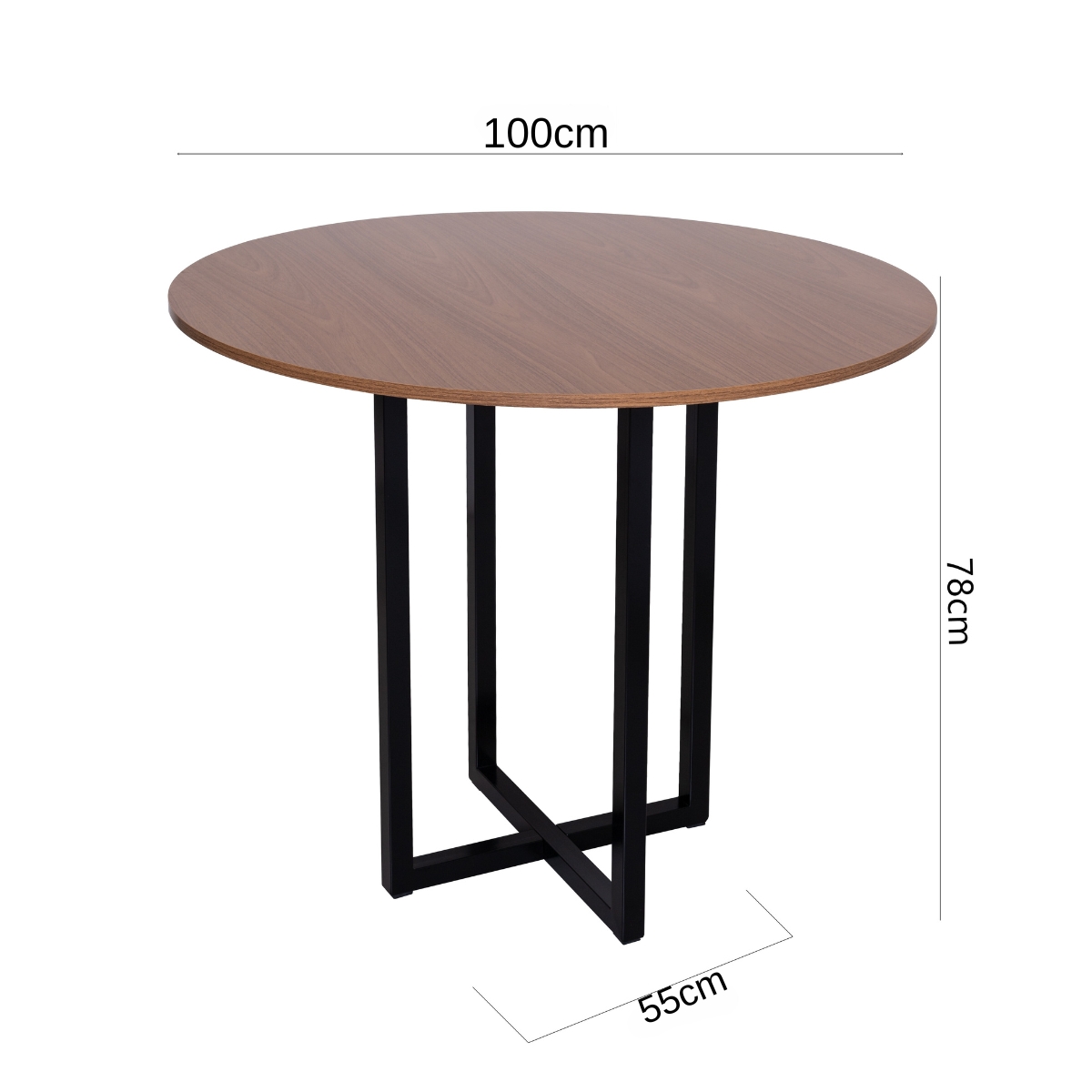 Mesa de jantar redonda Miró com base estilo industrial Miró 100cm Freijó para 4 lugares