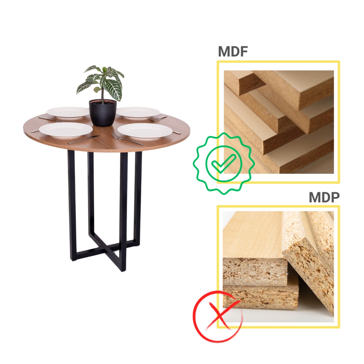 Mesa de jantar redonda Miró com base estilo industrial Miró 100cm Freijó para 4 lugares