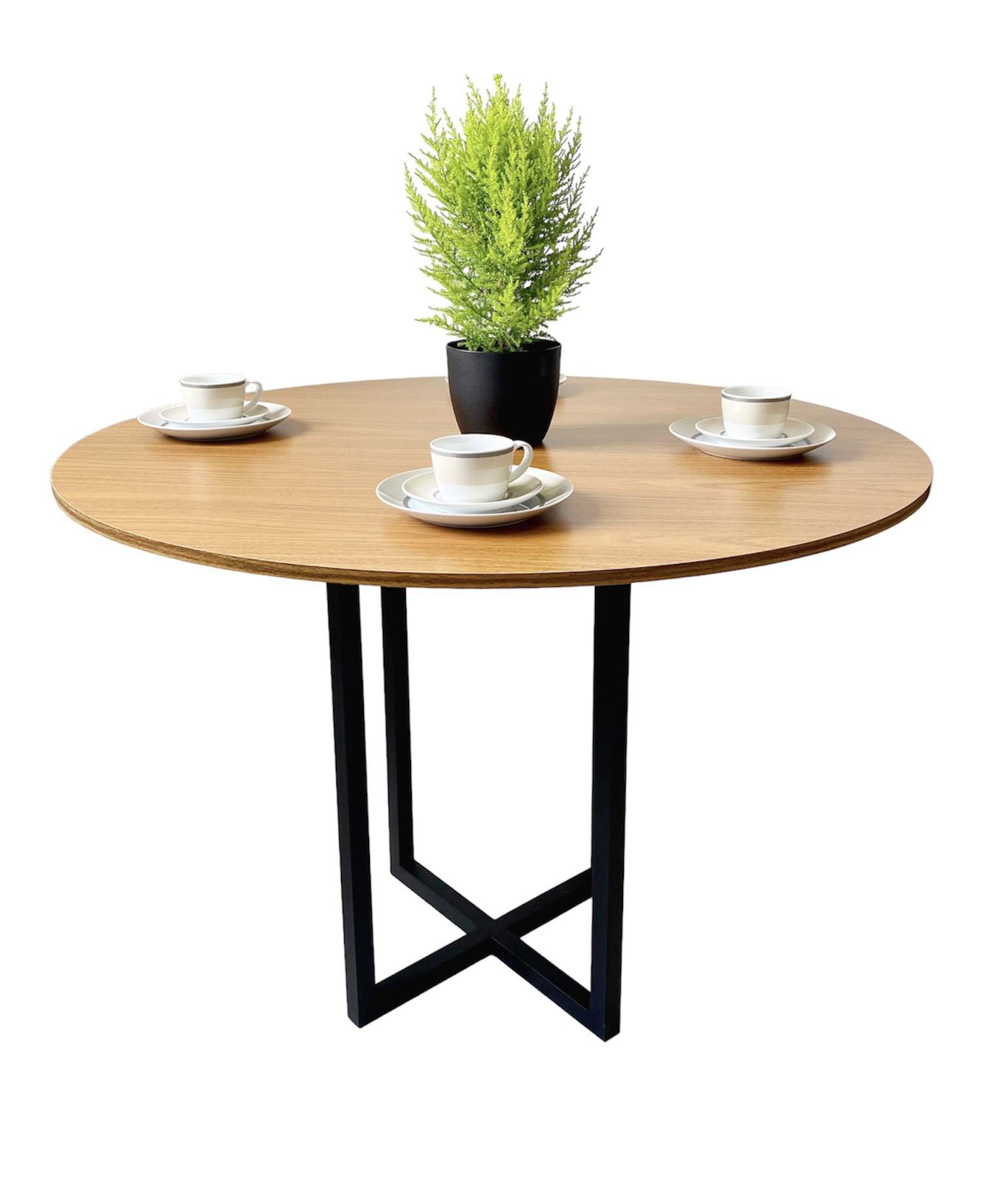 Mesa de jantar redonda Miró com base estilo industrial Miró 110cm Freijó