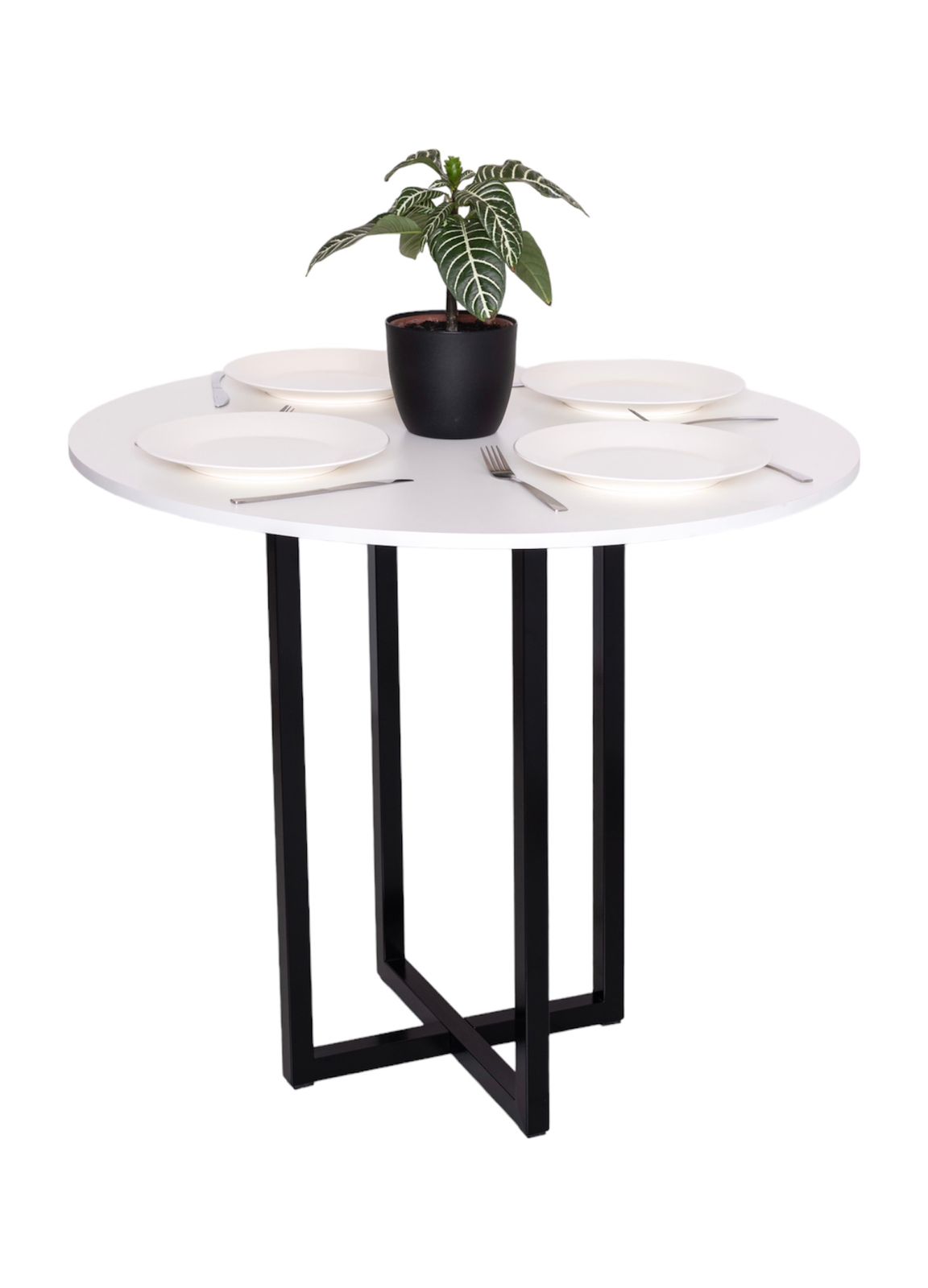 Mesa de jantar redonda branca 90cm para quatro lugares Miró