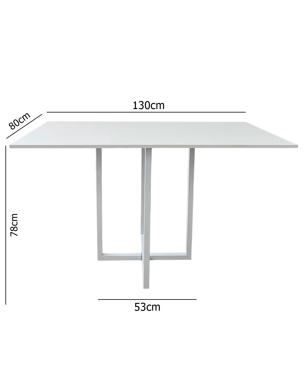 Mesa de jantar retangular Ipê Branca 4 lugares 130x80cm MDF estilo industrial 