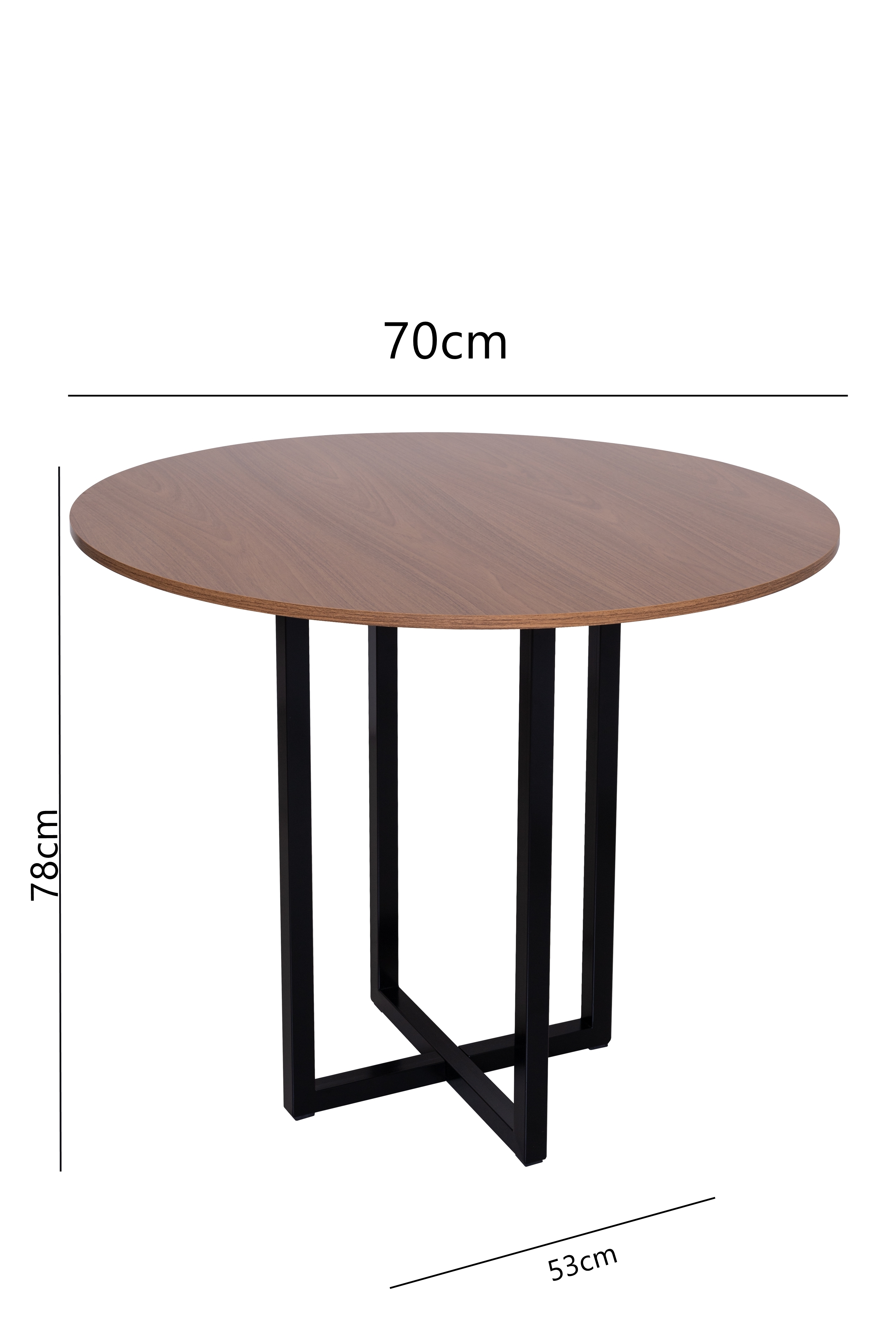 Mesa redonda jantar pequena 70cm Miró estilo industrial freijó