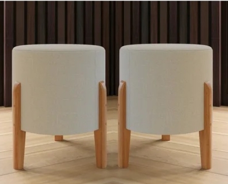 Kit Puff Banqueta Domus Decorativo Luxo Cor Bege
