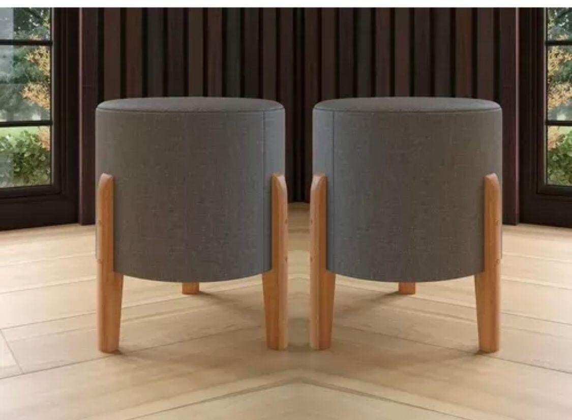 Kit Puff Banqueta Domus Decorativo Luxo Cor Cinza
