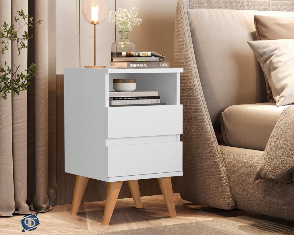 Mesa De Cabeceira Pop Retrô Pés Palito Branco