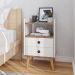 Mesa de Cabeceira Dream 2 Gavetas Off White / Freijó - Lojas Movex