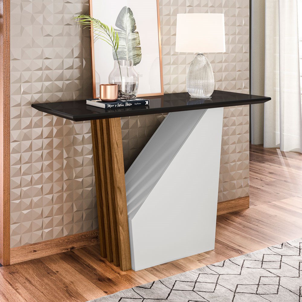 Aparador Para Sala de Estar Venetti N02 Ypê/Preto - Mpozenato
