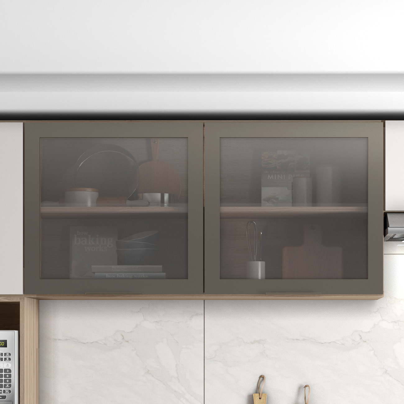 Armário Aéreo 120cm 2 Portas de Vidro Grace Carvalho Oak Z44 - Mpozenato