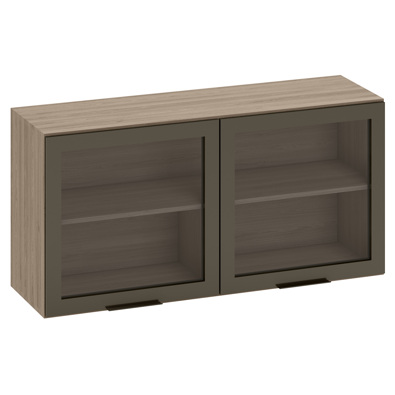 Armário Aéreo 120cm 2 Portas de Vidro Grace Carvalho Oak Z44 - Mpozenato