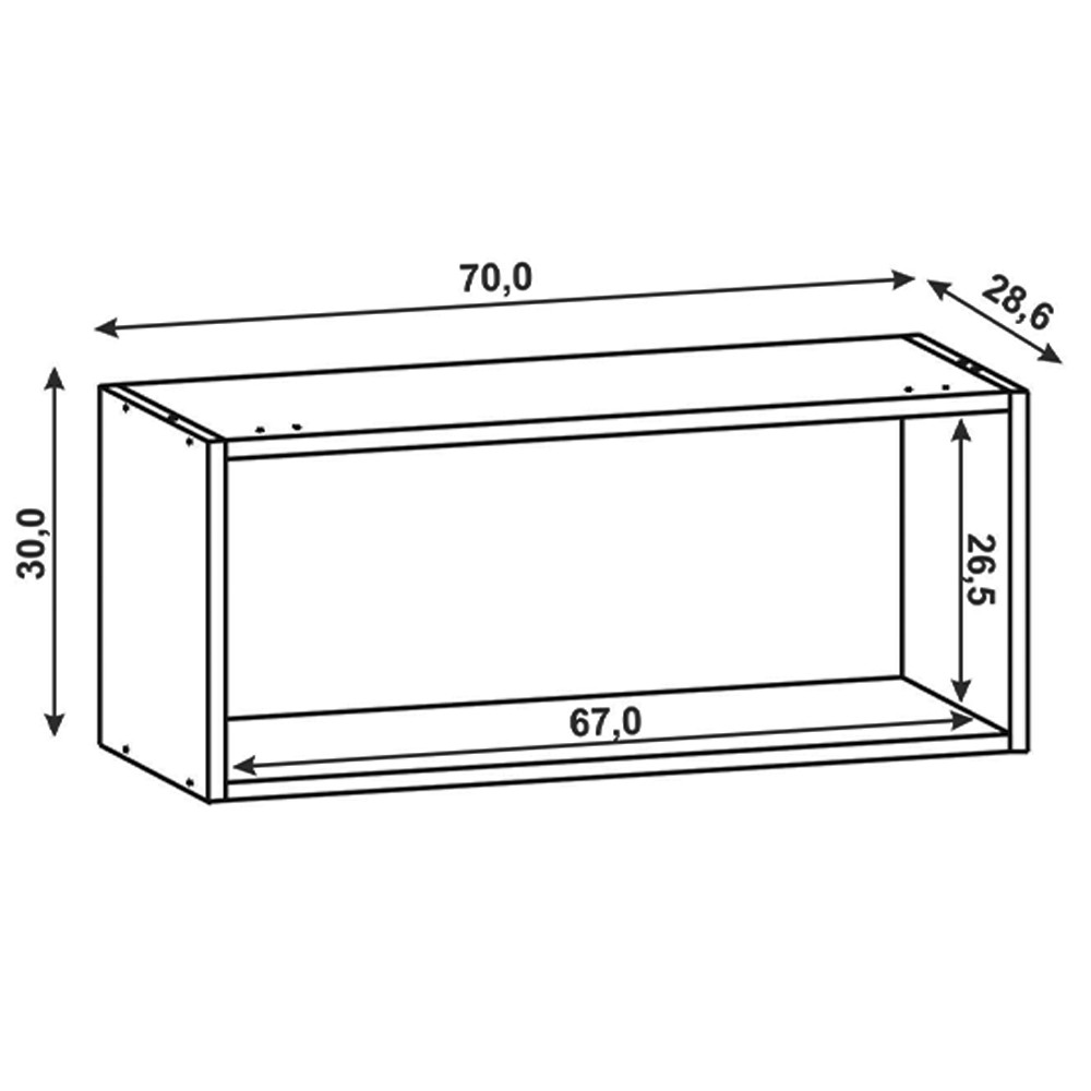 Armário Aéreo 70cm Porta Basculante Lina K02 Supremo - Mpozenato