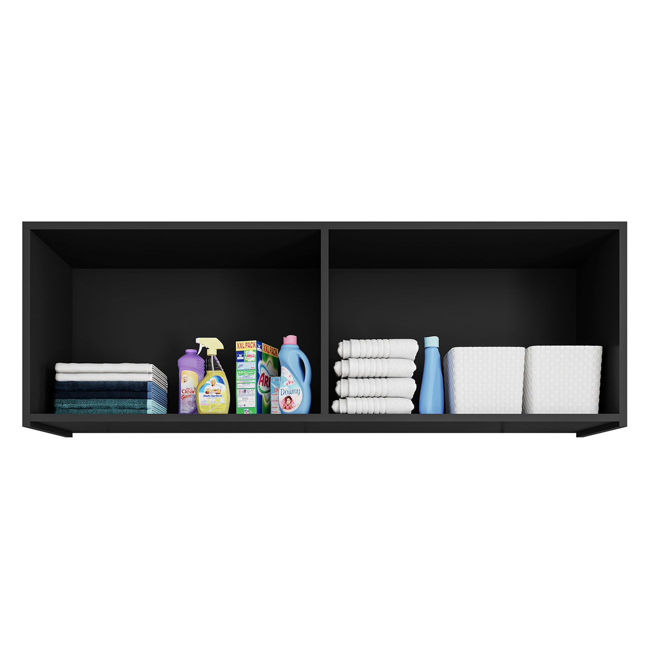 Armário Aéreo Multiuso Lavanderia 118cm Monna Preto Z34     - Mpozenato