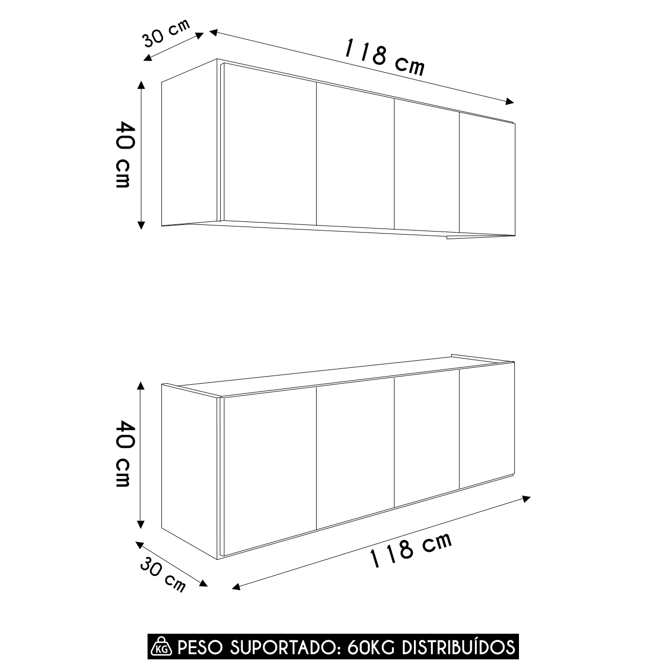 Armário Aéreo e Balcão Para Lavanderia 118cm Monna Grafite Z34 - Mpozenato