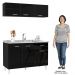 Armário Aéreo e Balcão de Cozinha com Pia Inox 120cm Classic P11 Preto - Mpozenato