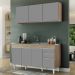 Armário Líbia e Balcão com Pia Inox 150cm Tunísia L03 Castanho/Cinza - Mpozenato