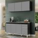 Armário Líbia e Balcão com Pia Inox 150cm Tunísia L03 Preto/Cinza - Mpozenato