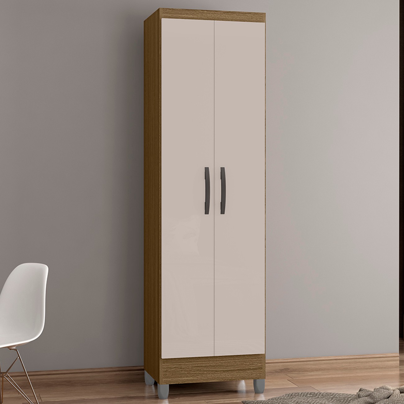Armário Multiuso 52cm 2 Portas Muniz Z46 Castanho/Off White - Mpozenato