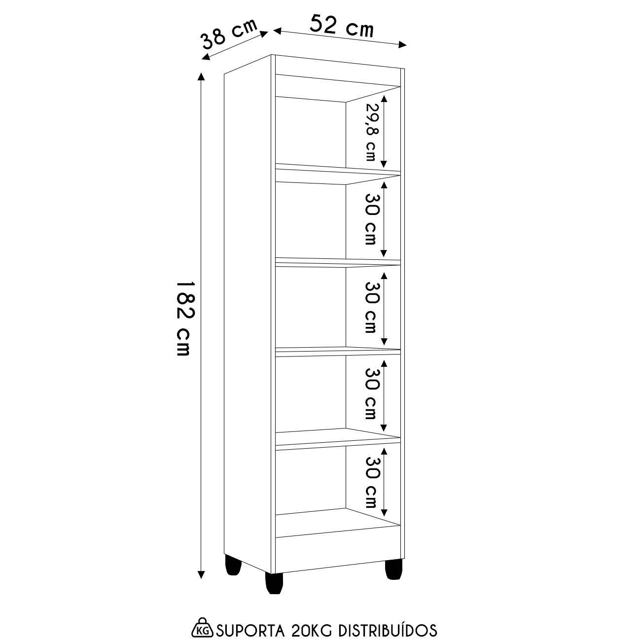 Armário Multiuso 52cm 2 Portas Muniz Z46 Castanho/Off White - Mpozenato