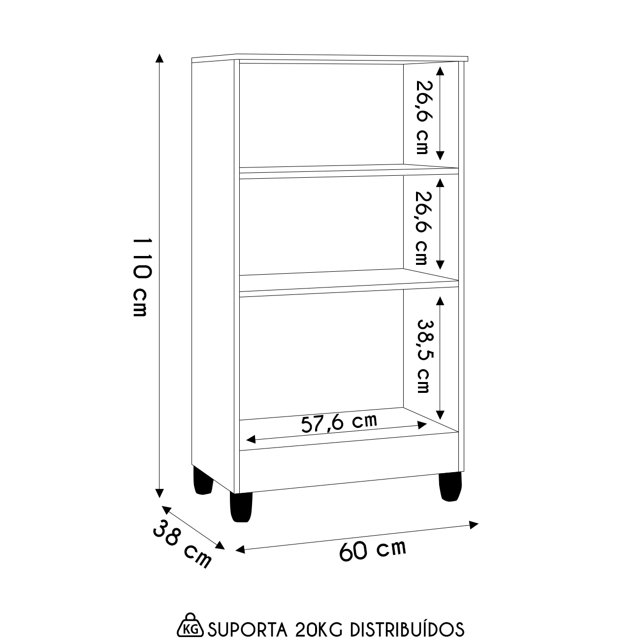 Armário Multiuso 60cm 2 Portas Tami Z46 Damasco/Off White - Mpozenato